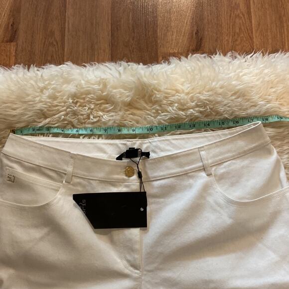 St. John Couture Women’s White Bootcut Jeans w/ Brown Lace Fringe Back Pockets - Picture 11 of 15